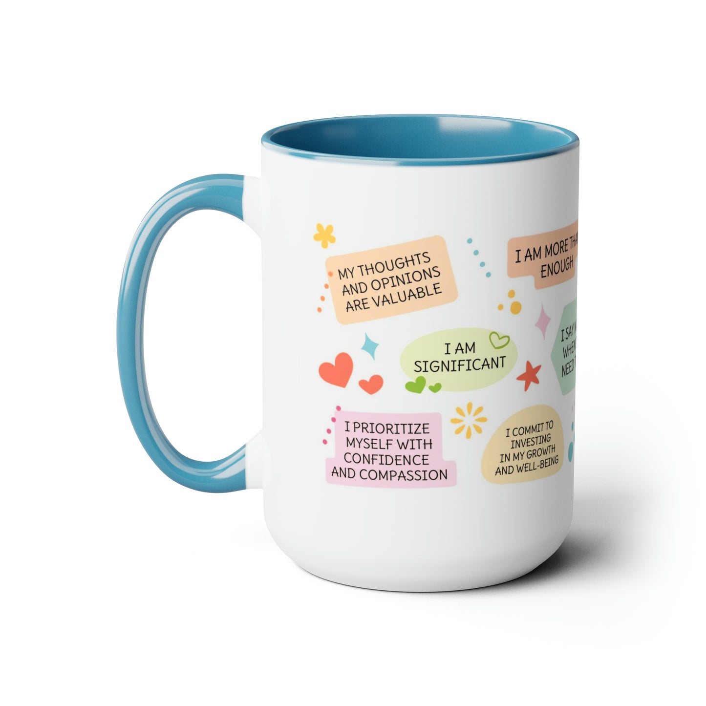 Enneagram 9 Affirmations  Two-Tone Coffee Mugs, 15oz
