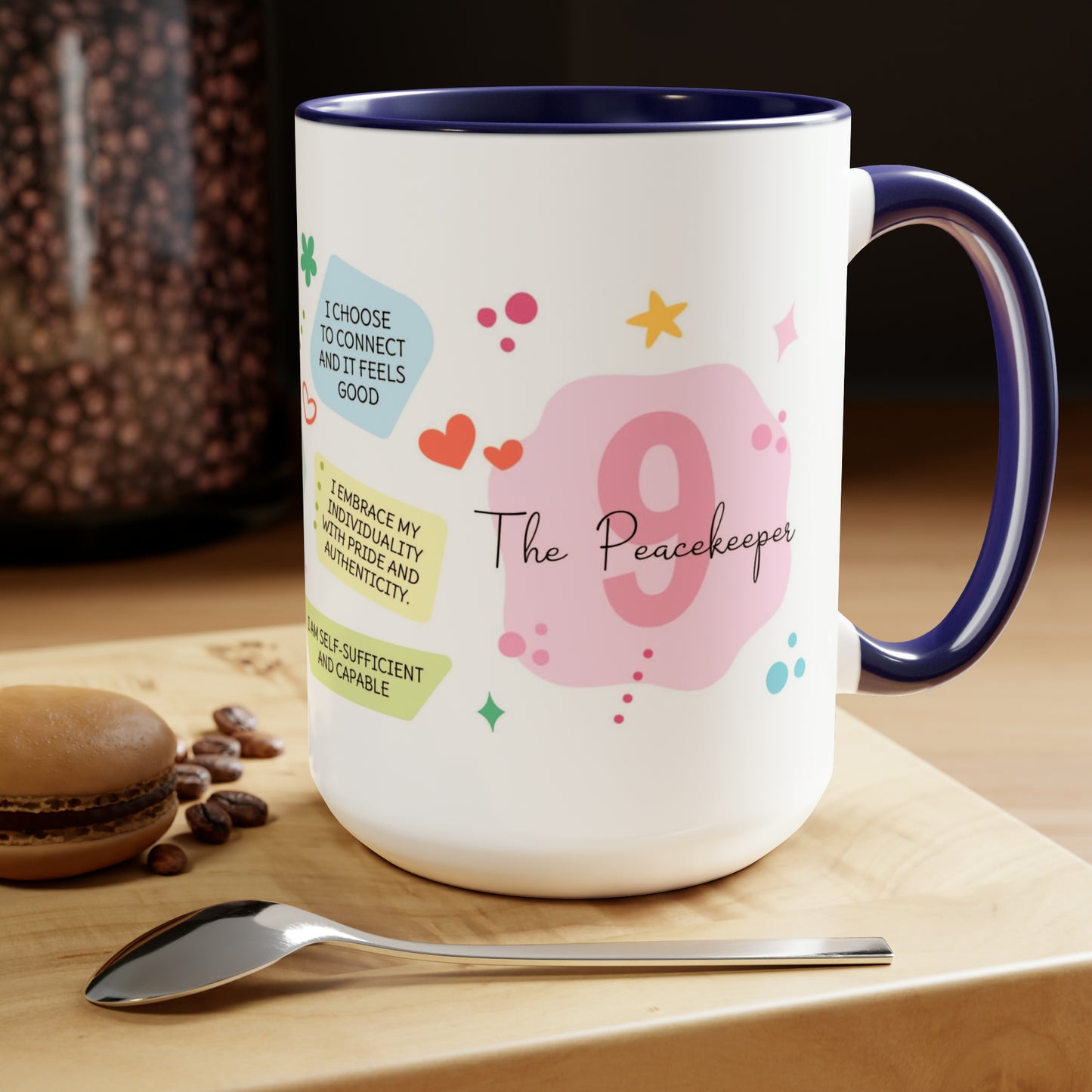 Enneagram 9 Affirmations  Two-Tone Coffee Mugs, 15oz