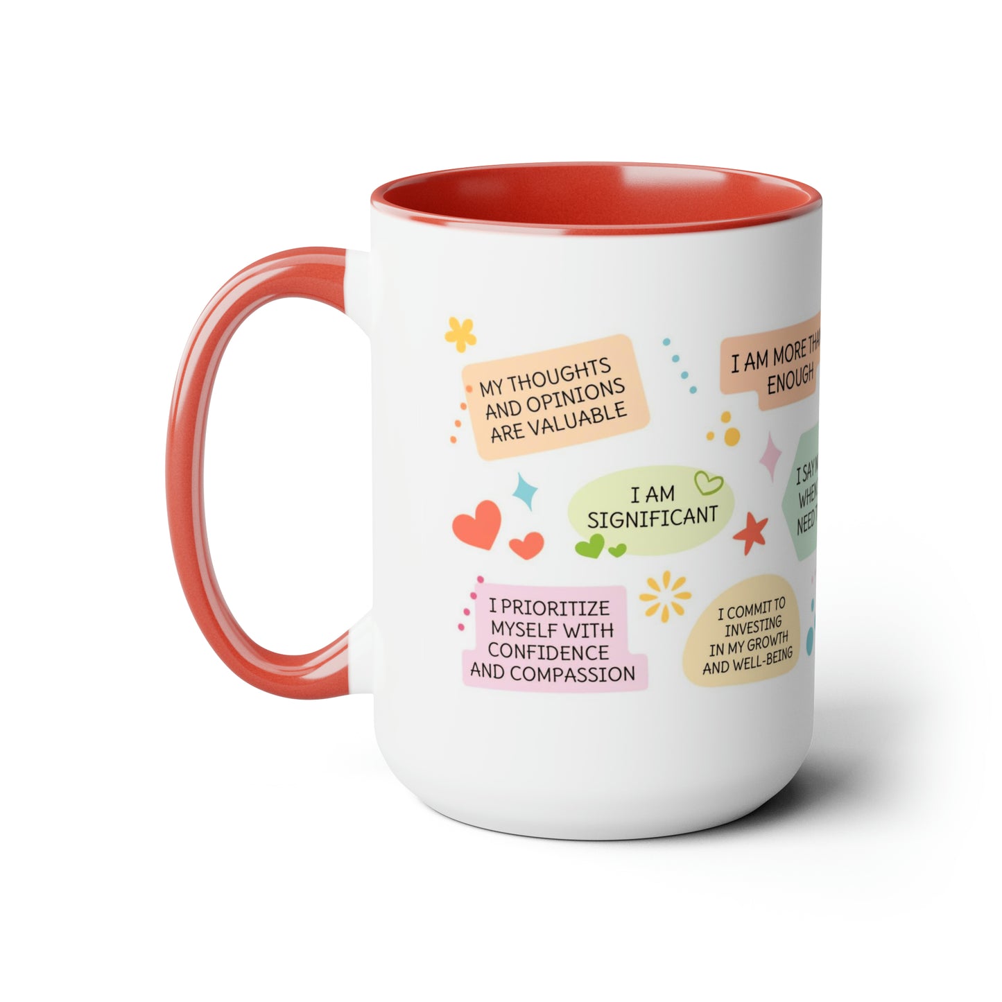 Enneagram 9 Affirmations  Two-Tone Coffee Mugs, 15oz