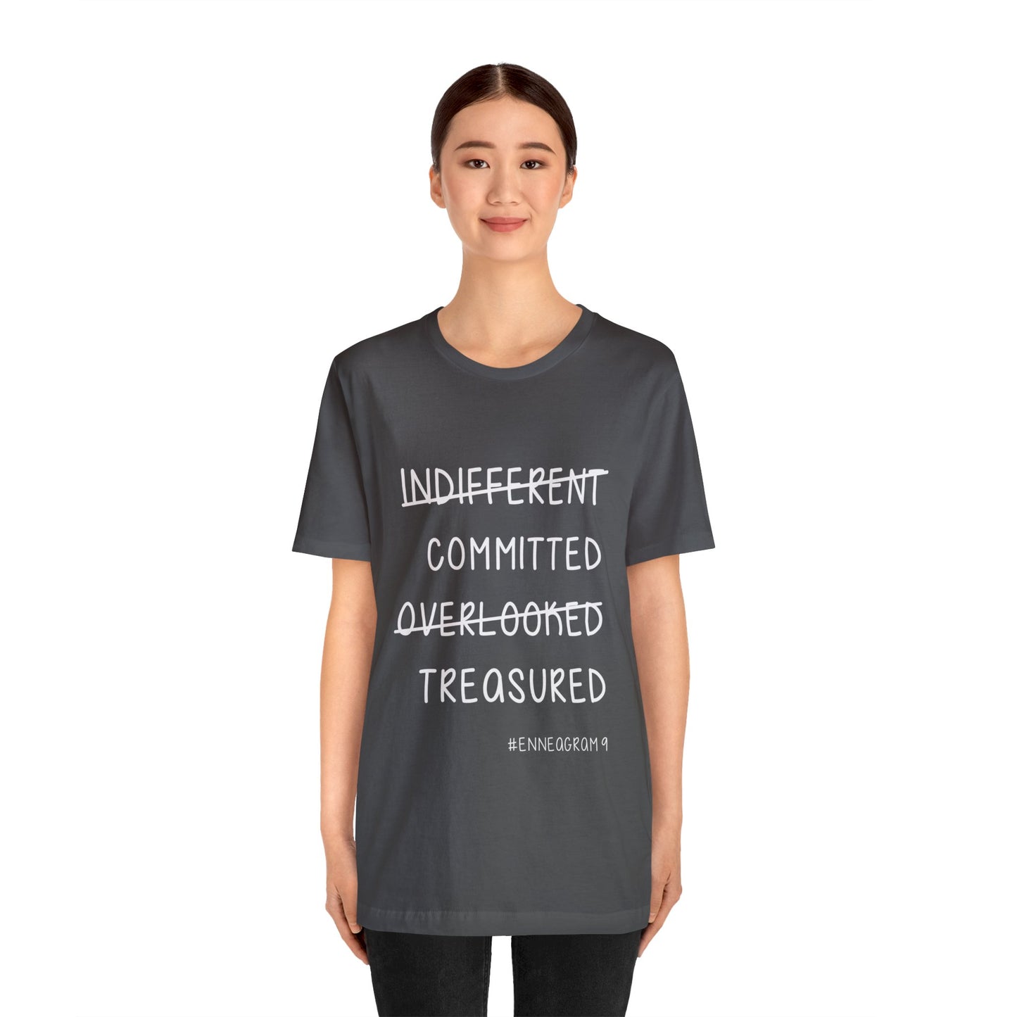Enneagram Type 9 T-Shirt. Indifferent Committed Overlooked Treasured. Funny Enneagram T-shirts. Enneagram Gift.