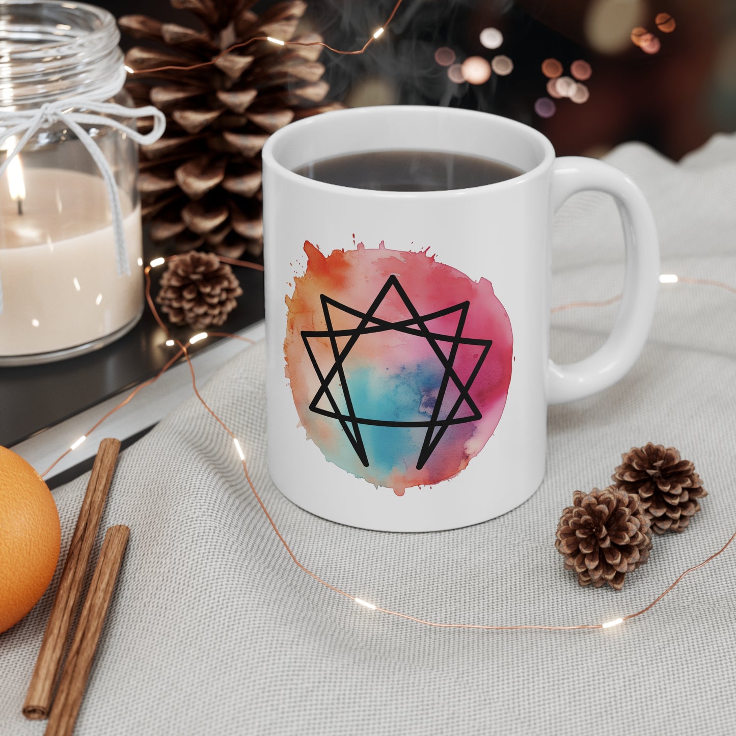 Enneagram Splash Design Ceramic Mug 11oz