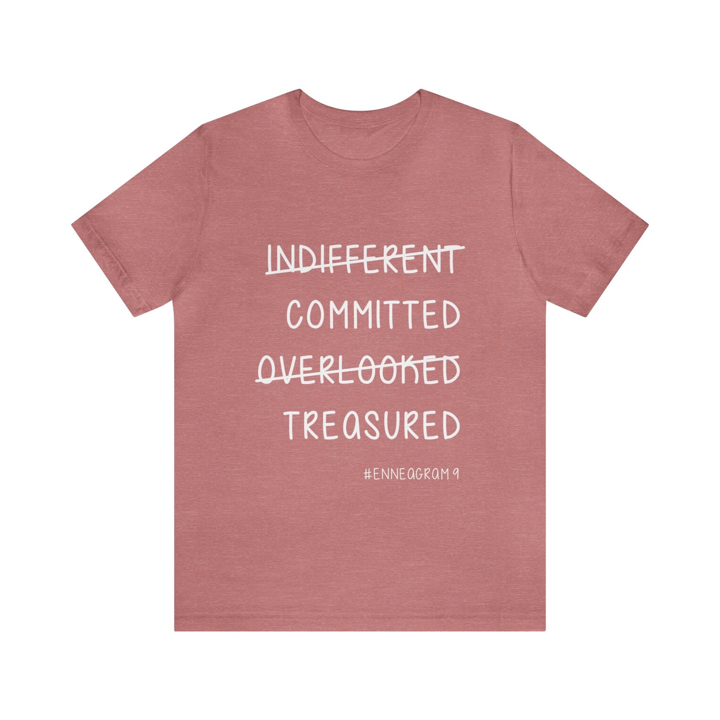 Enneagram Type 9 T-Shirt. Indifferent Committed Overlooked Treasured. Funny Enneagram T-shirts. Enneagram Gift.