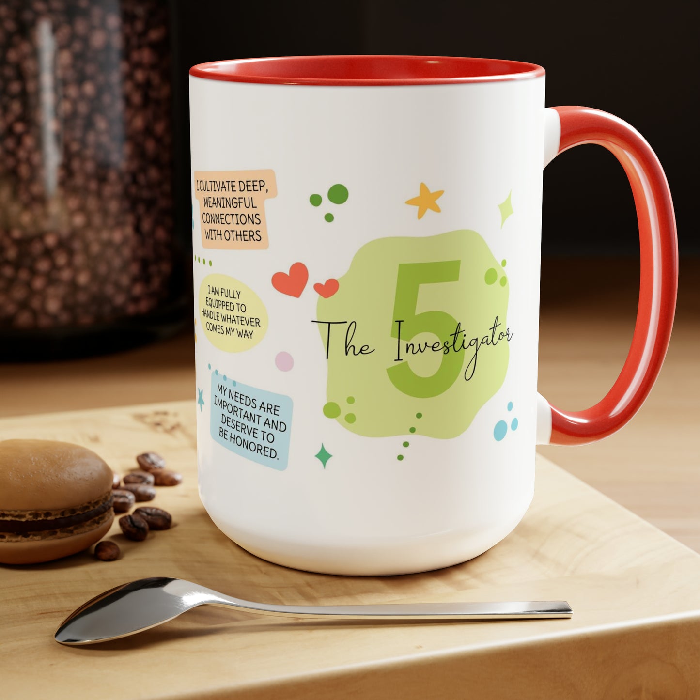 Enneagram 5  Affirmations  Two-Tone Coffee Mugs, 15oz