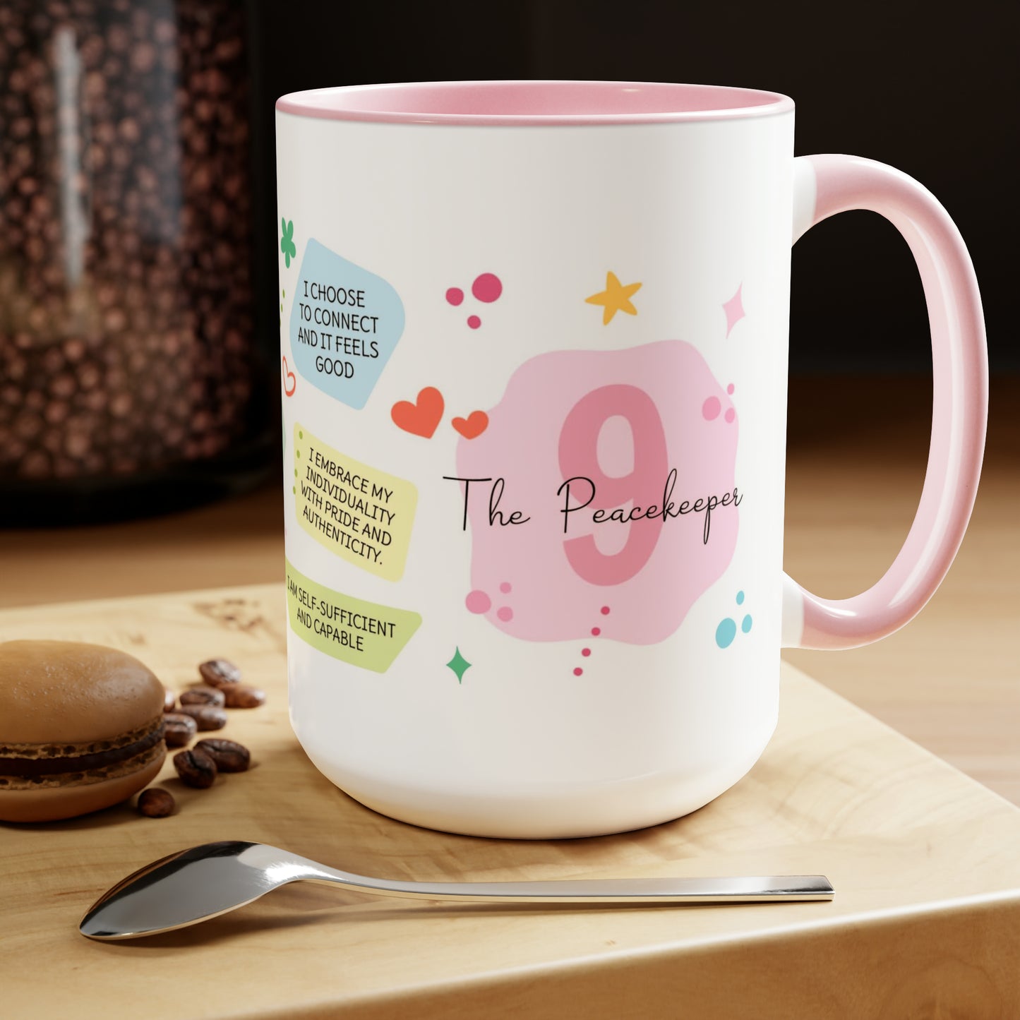 Enneagram 9 Affirmations  Two-Tone Coffee Mugs, 15oz