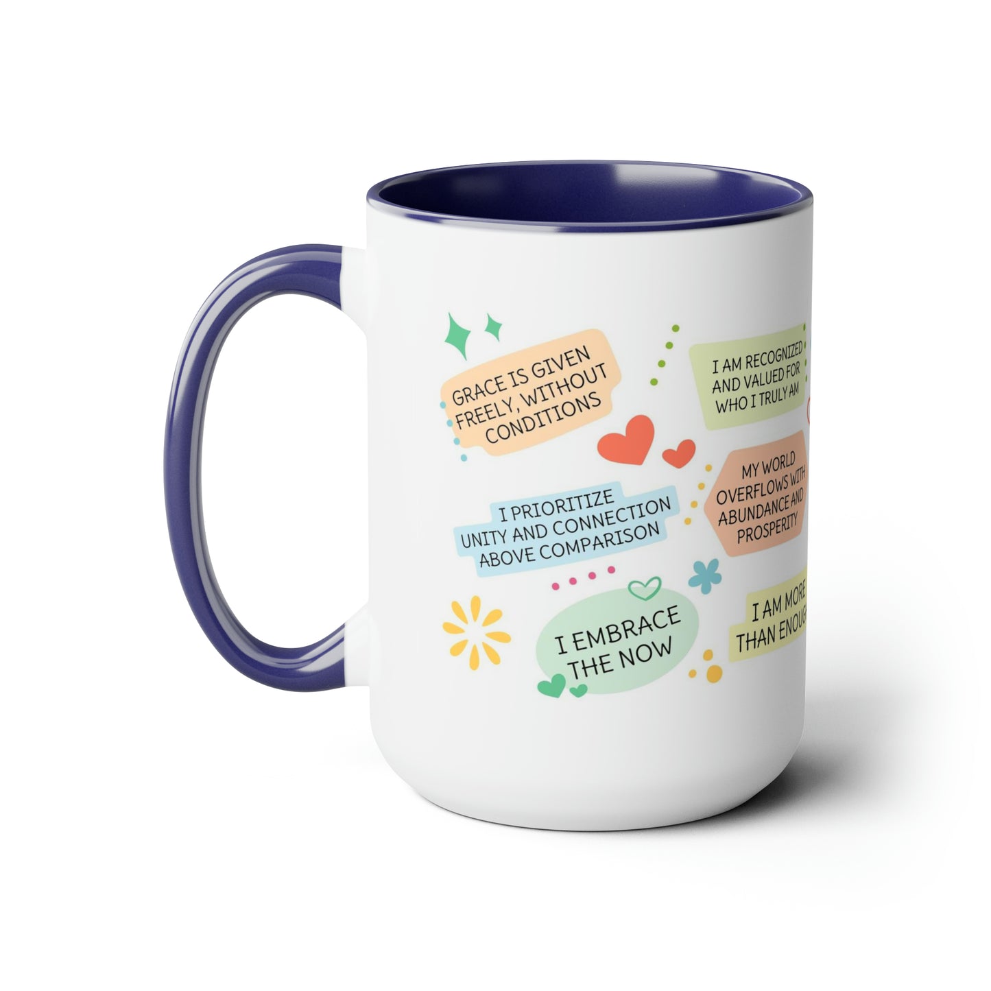 Enneagram 4  Affirmations  Two-Tone Coffee Mugs, 15oz
