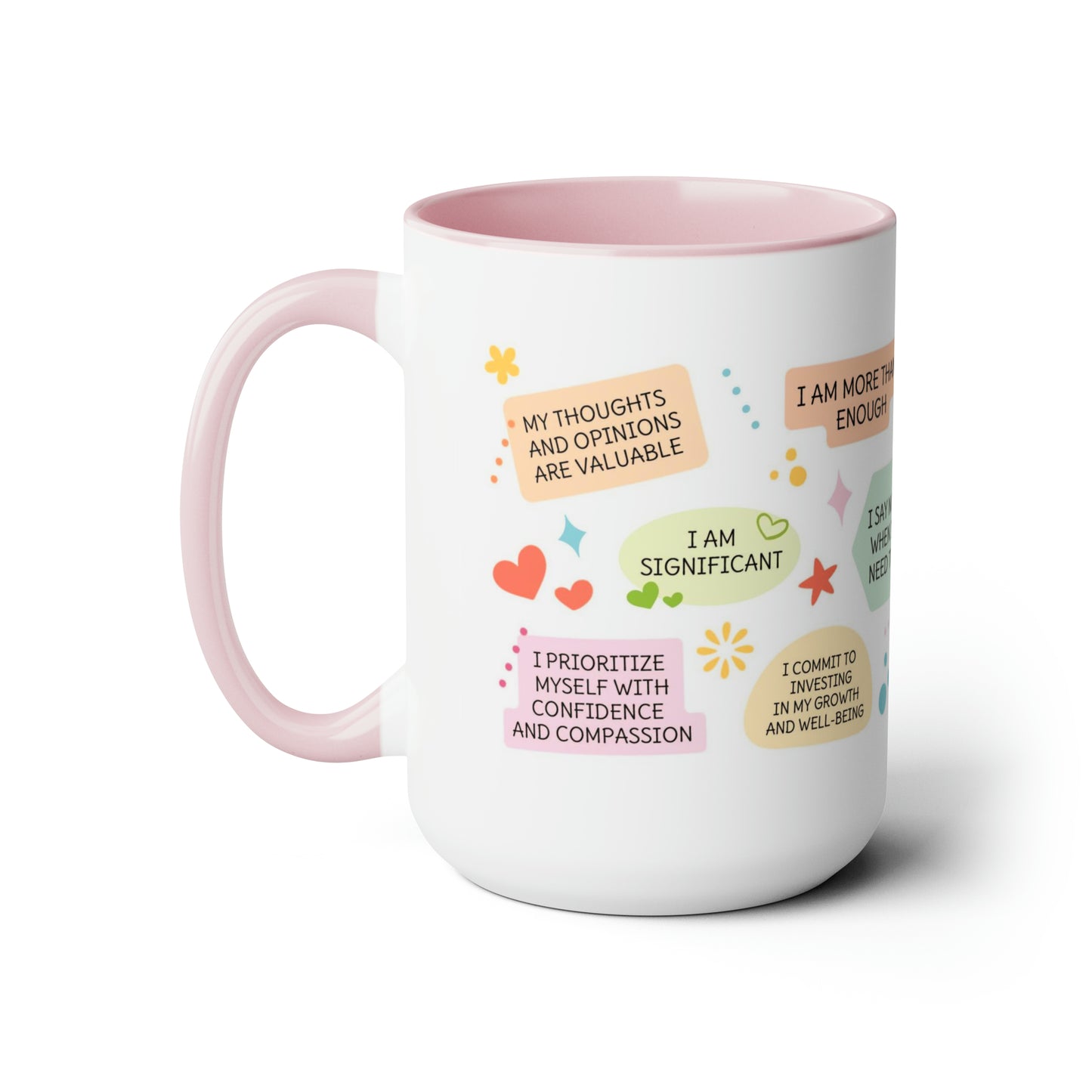 Enneagram 9 Affirmations  Two-Tone Coffee Mugs, 15oz
