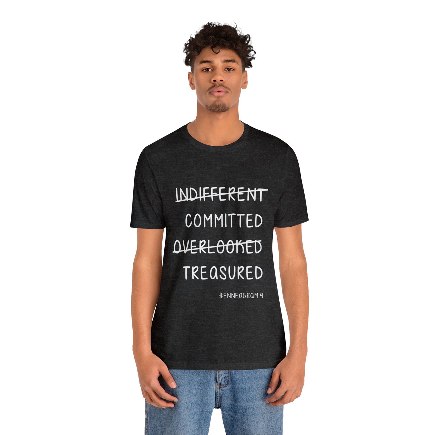 Enneagram Type 9 T-Shirt. Indifferent Committed Overlooked Treasured. Funny Enneagram T-shirts. Enneagram Gift.