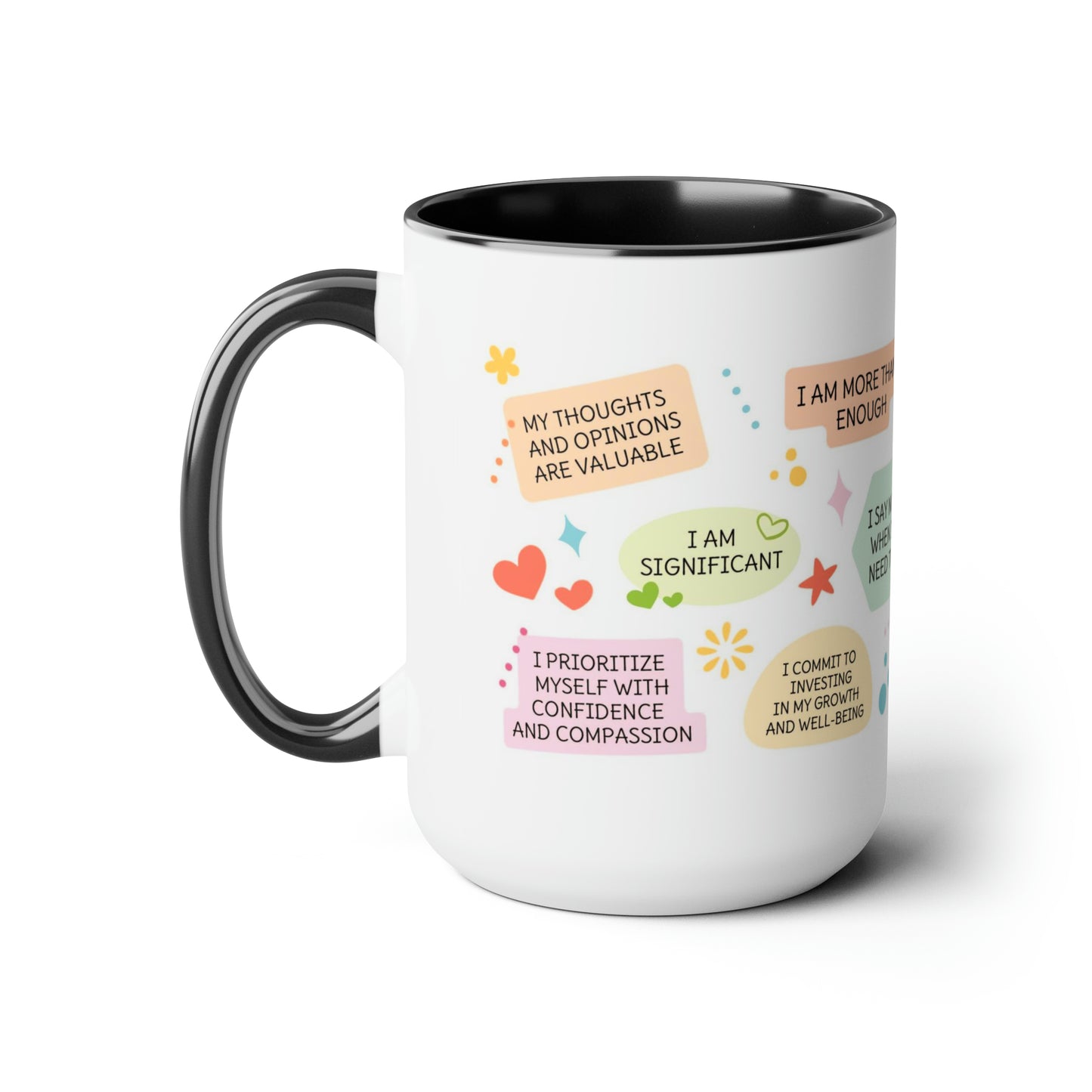 Enneagram 9 Affirmations  Two-Tone Coffee Mugs, 15oz