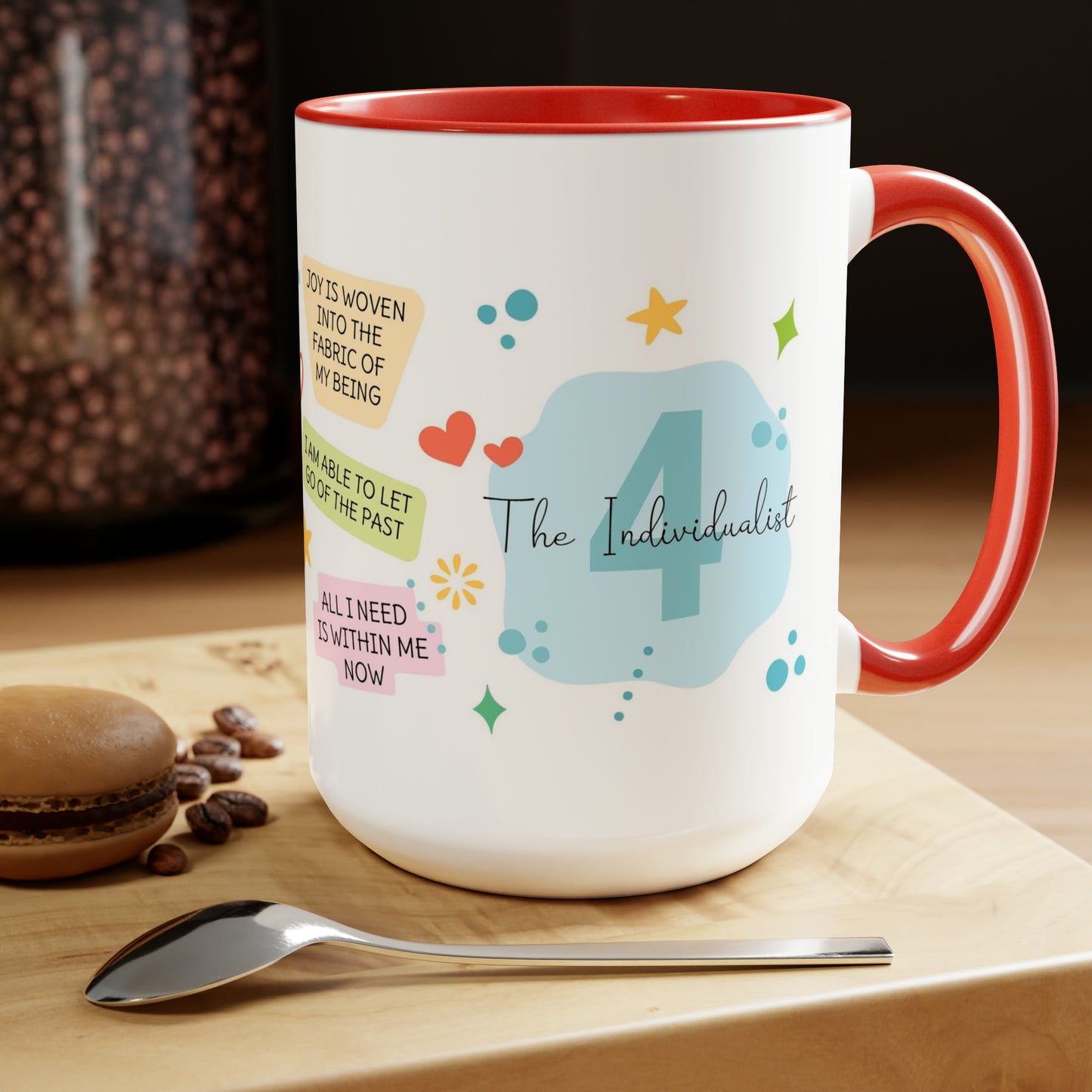 Enneagram 4  Affirmations  Two-Tone Coffee Mugs, 15oz