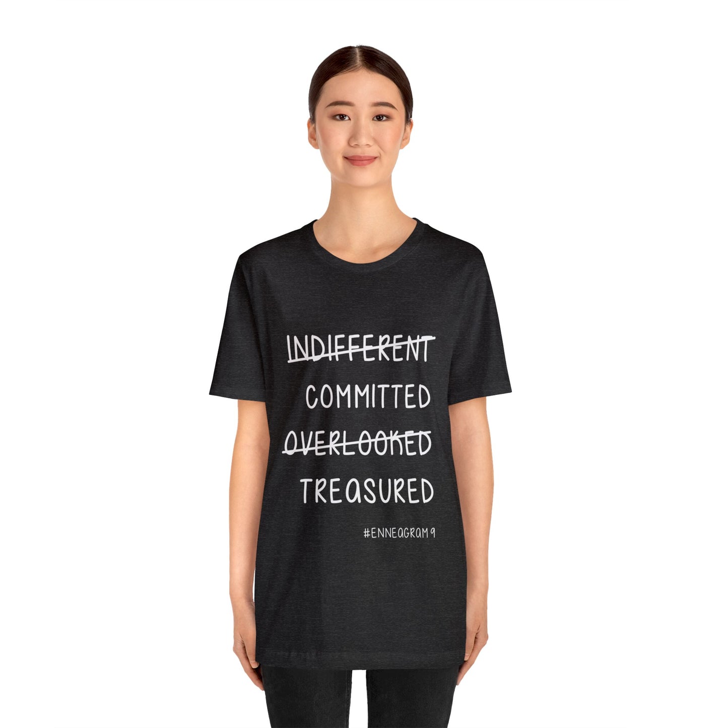 Enneagram Type 9 T-Shirt. Indifferent Committed Overlooked Treasured. Funny Enneagram T-shirts. Enneagram Gift.