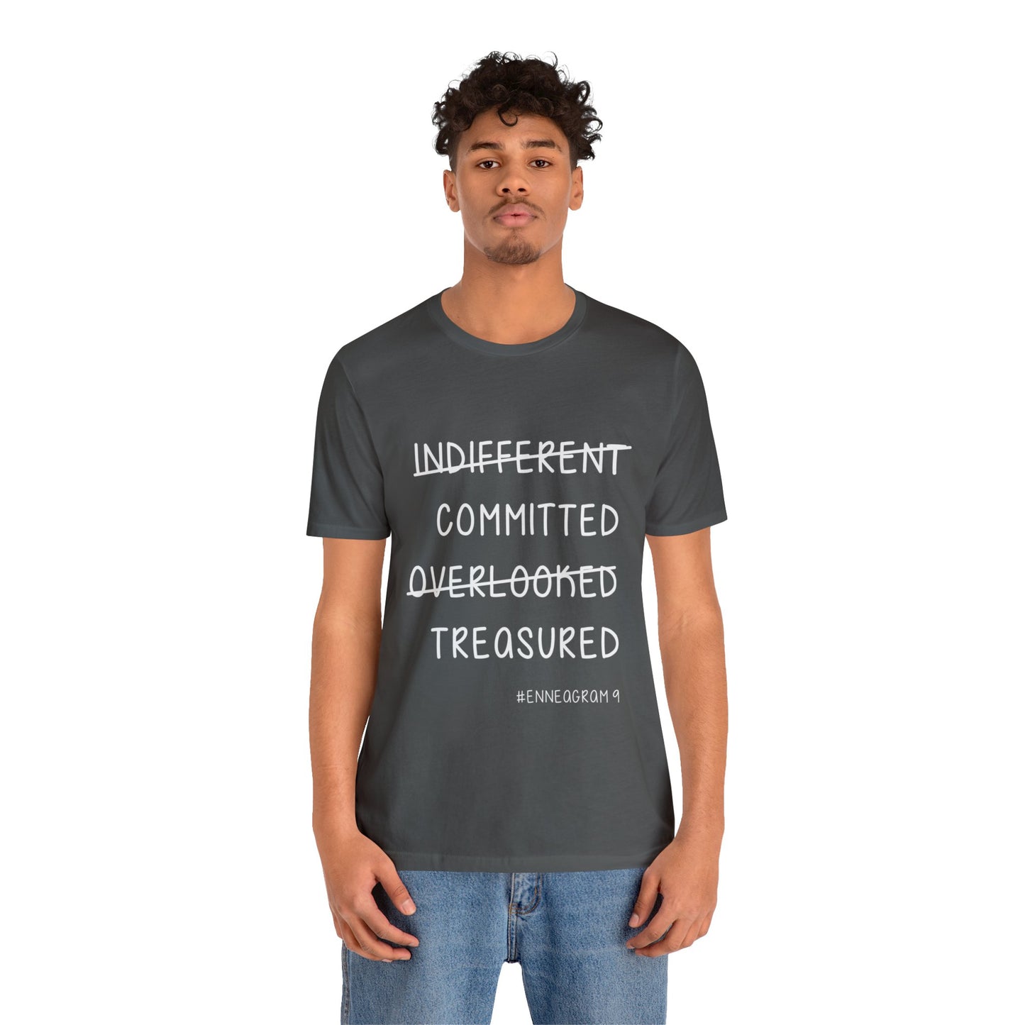 Enneagram Type 9 T-Shirt. Indifferent Committed Overlooked Treasured. Funny Enneagram T-shirts. Enneagram Gift.