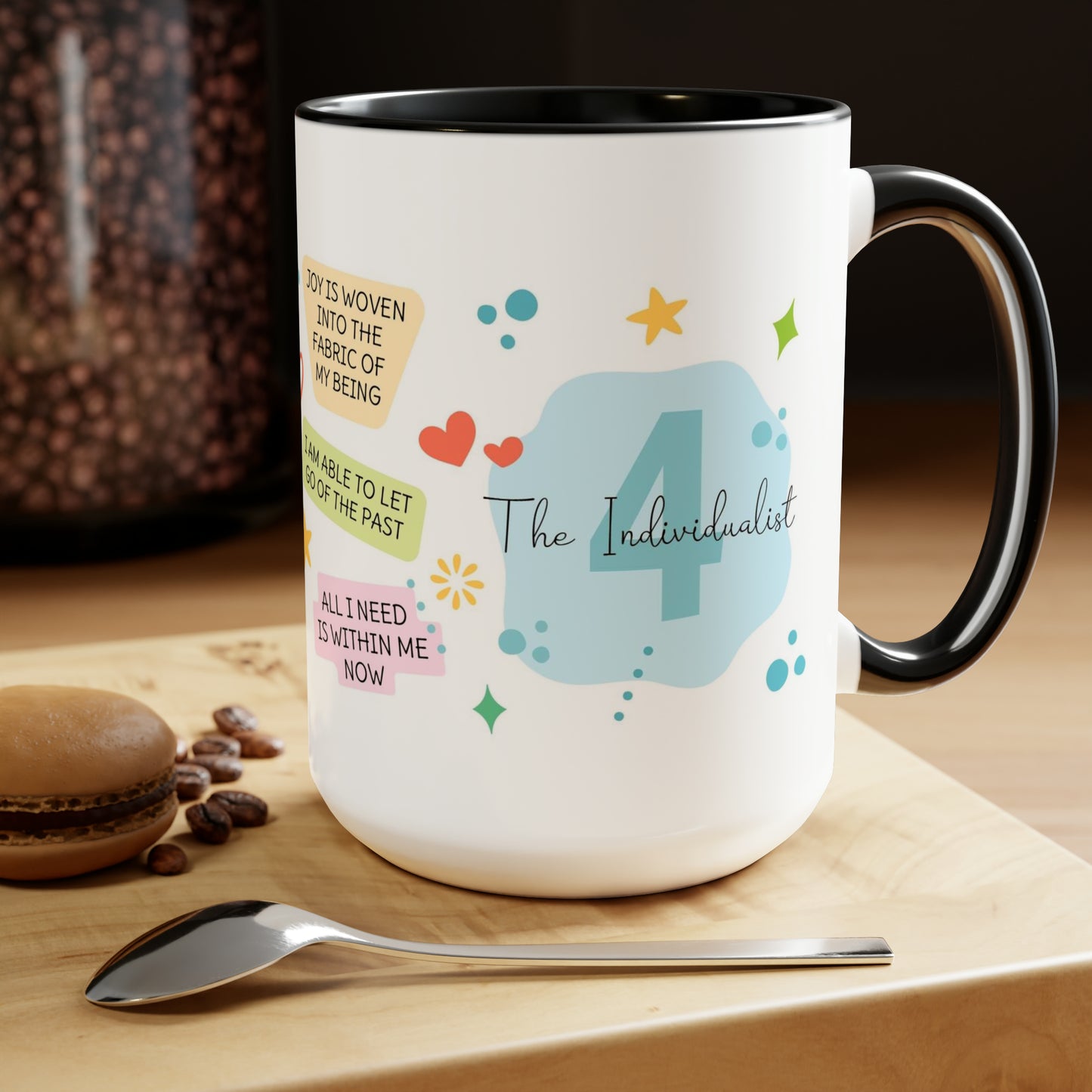 Enneagram 4  Affirmations  Two-Tone Coffee Mugs, 15oz
