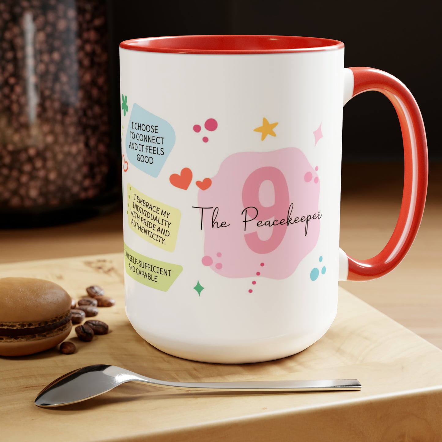 Enneagram 9 Affirmations  Two-Tone Coffee Mugs, 15oz