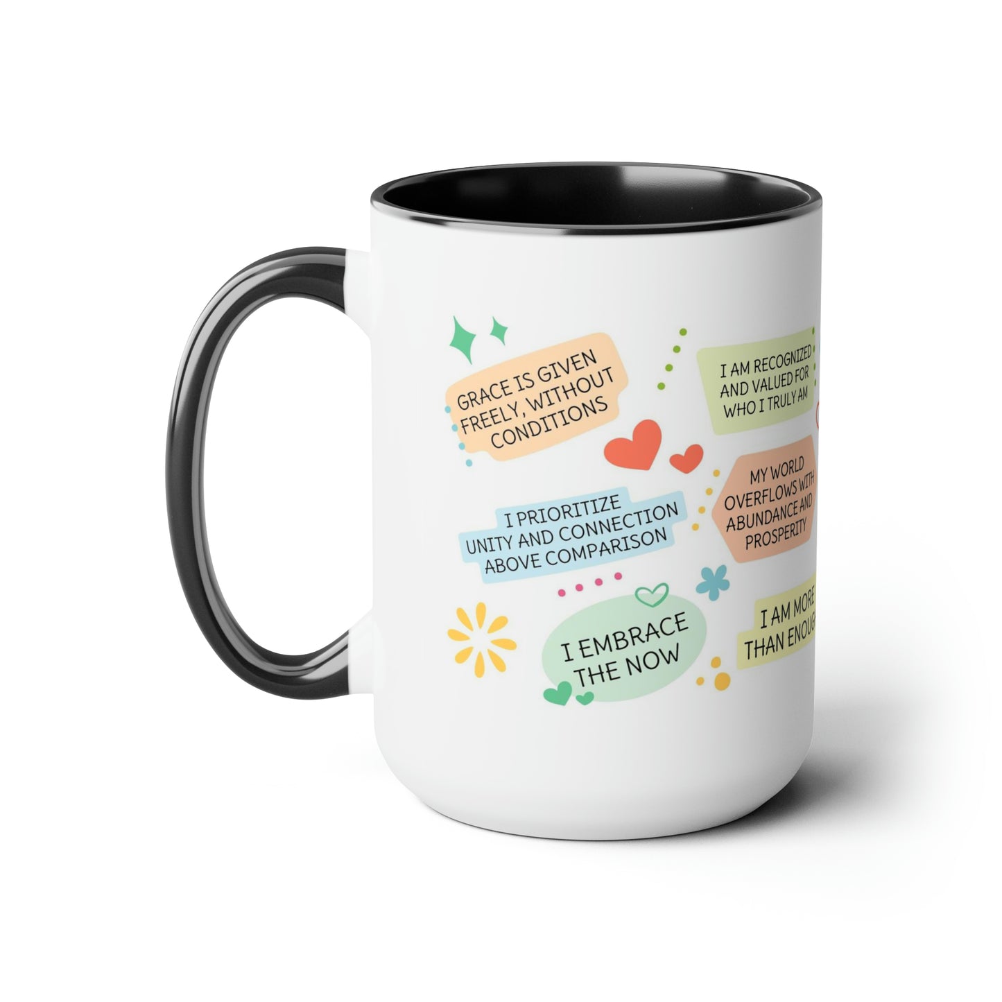 Enneagram 4  Affirmations  Two-Tone Coffee Mugs, 15oz