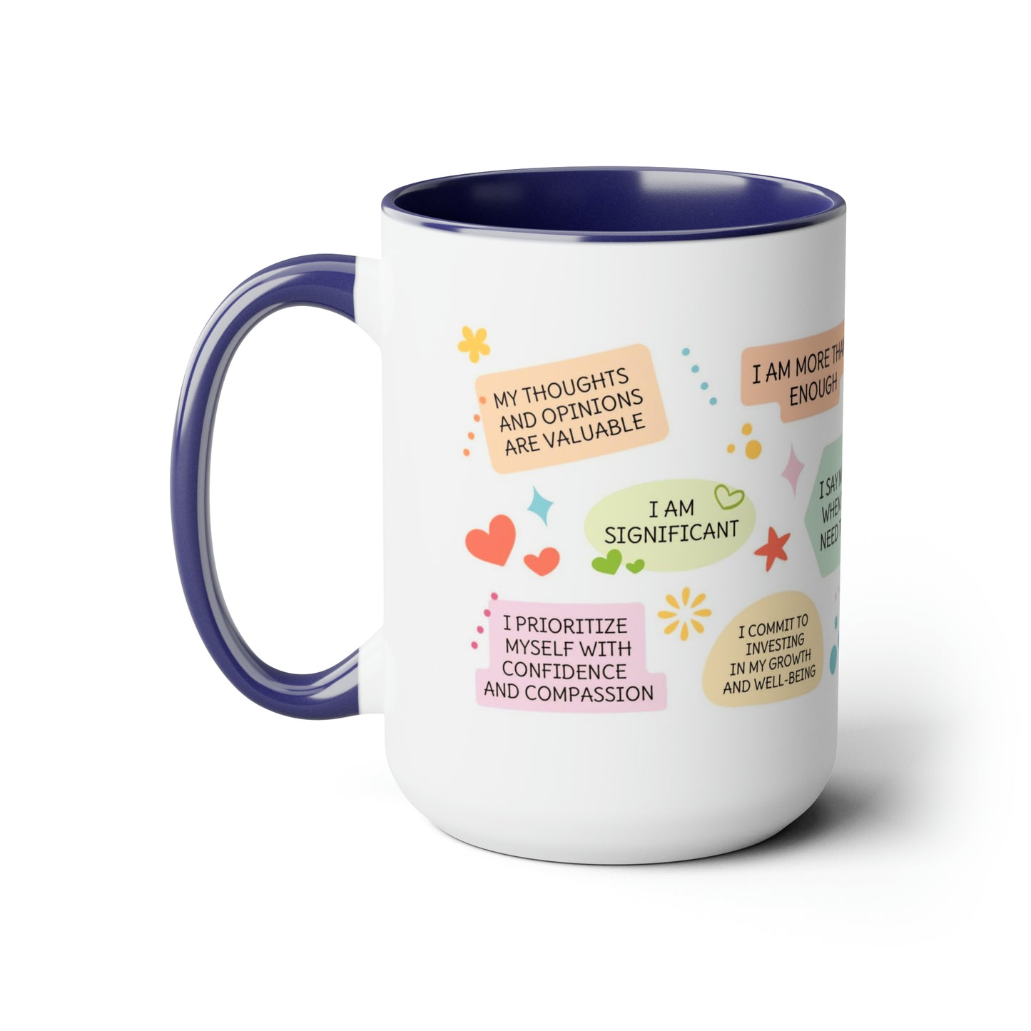 Enneagram 9 Affirmations  Two-Tone Coffee Mugs, 15oz