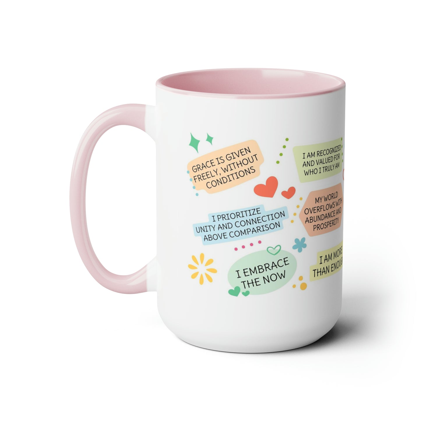 Enneagram 4  Affirmations  Two-Tone Coffee Mugs, 15oz