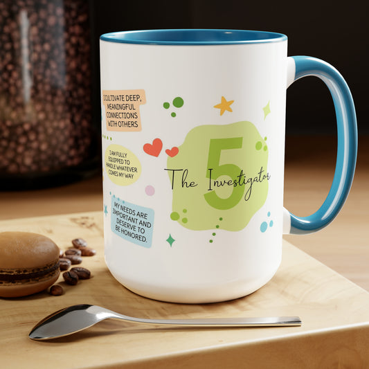 Enneagram 5  Affirmations  Two-Tone Coffee Mugs, 15oz