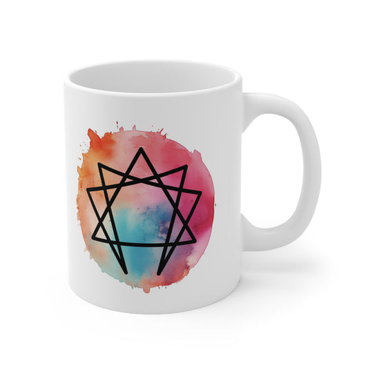 Enneagram Splash Design Ceramic Mug 11oz